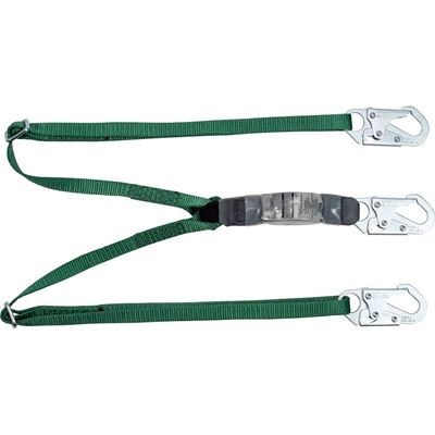 MSA 6' V-Series Twin-Leg Adjustable Energy-Absorbing Lanyard - 2 Locking Snap Hooks