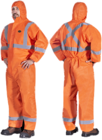 PIONEER HI-VIZ SAFETY ORANGE SMS DISPOSABLE COVERALL