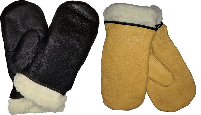 LEATHER LINED WINTER MITTS - REMOVABLE LINER