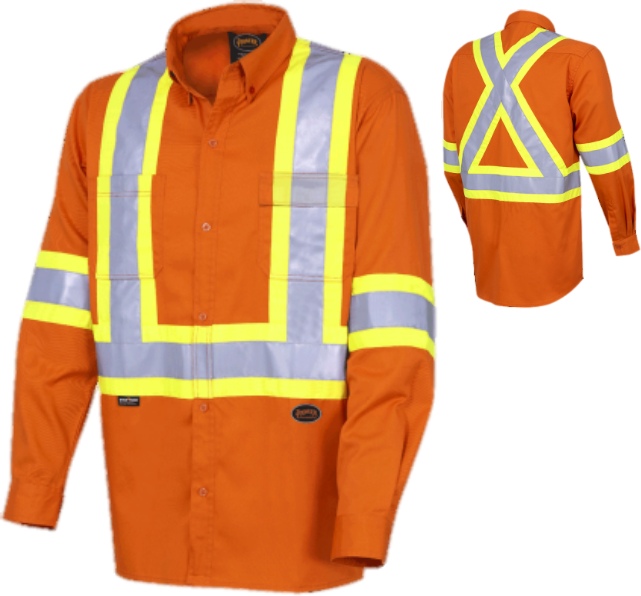 PIONEER - Hi-Viz Cotton Long-Sleeved Safety Shirt