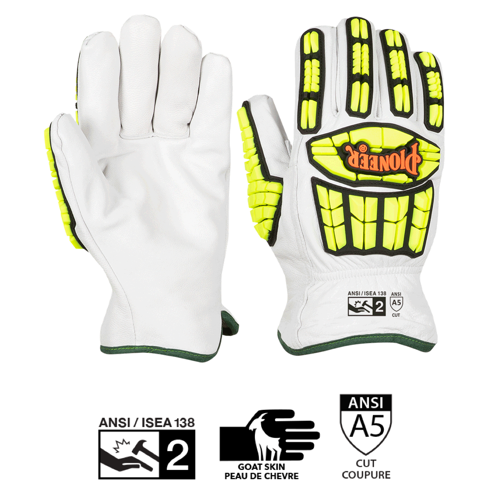 PIONEER CUT AND IMPACT-RESISTANT GOATSKIN DRIVER'S-STYLE GLOVES (PAIR) WITH TPR - LEVEL A5