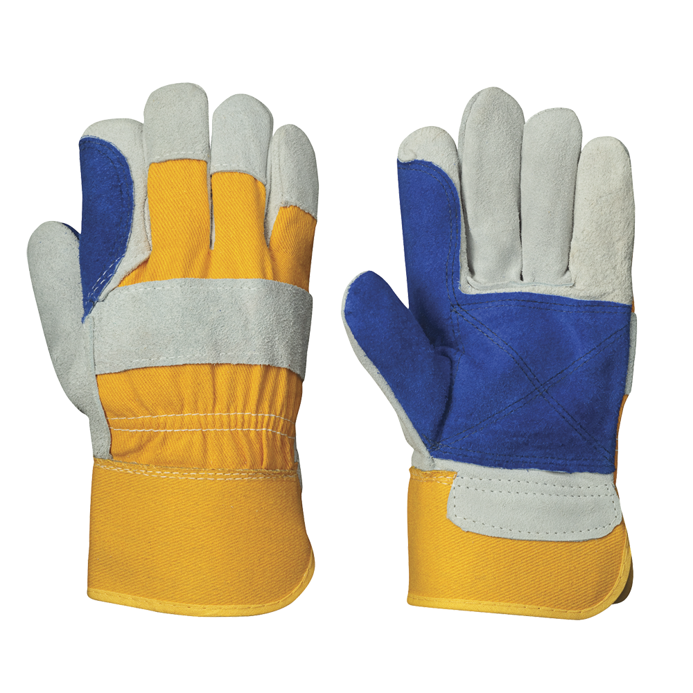 PIONEER FITTER'S COWSPLIT GLOVES - DOUBLE PALM - INSIDE ELASTIC - 12 pack