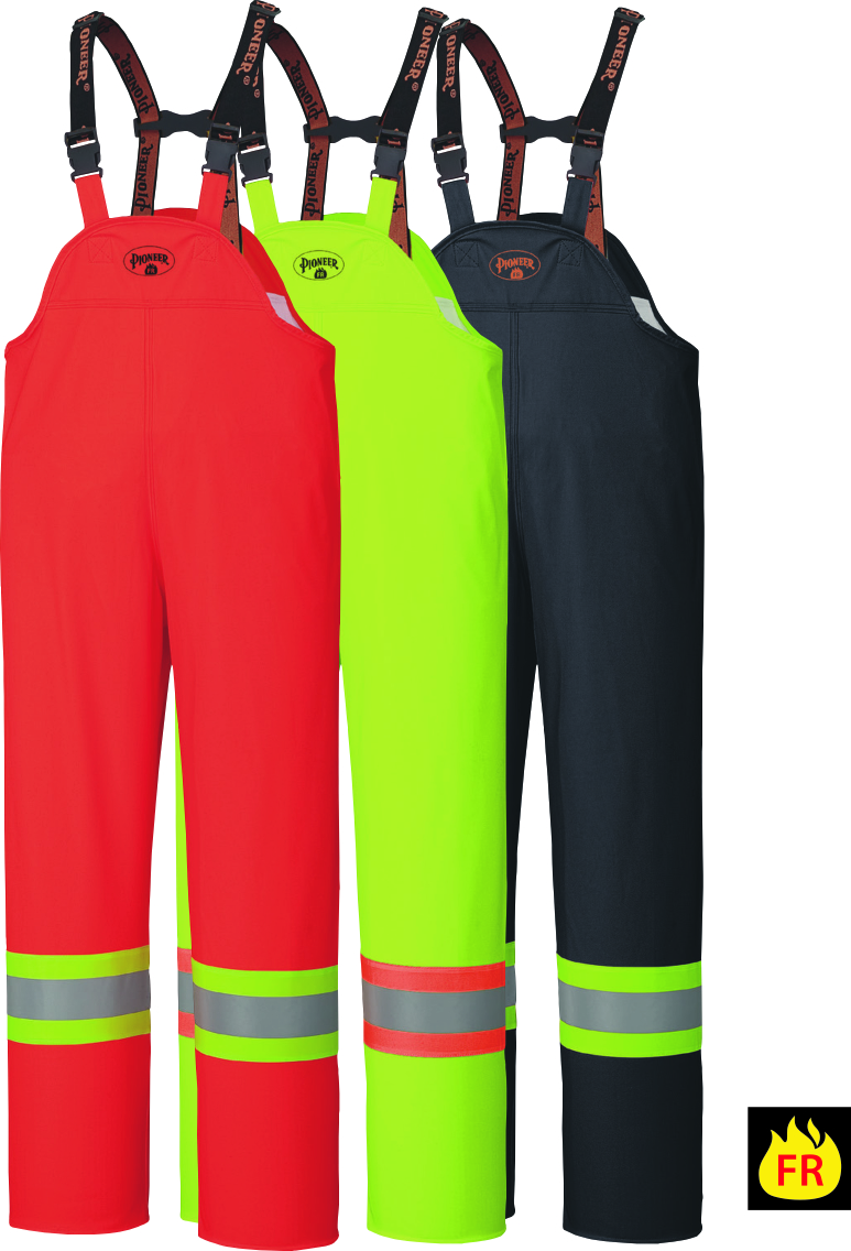 PIONEER PROTECTIVE - FLAME RESISTANT FR PU STRETCH HI-VIS SAFETY RAIN BIB PANT