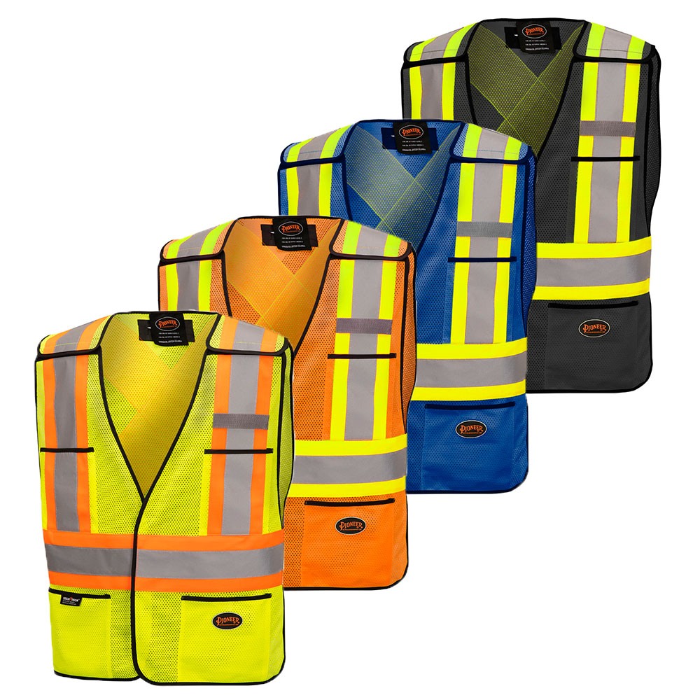 PIONEER HI-VIZ SAFETY TEAR-AWAY MESH VESTS O/S