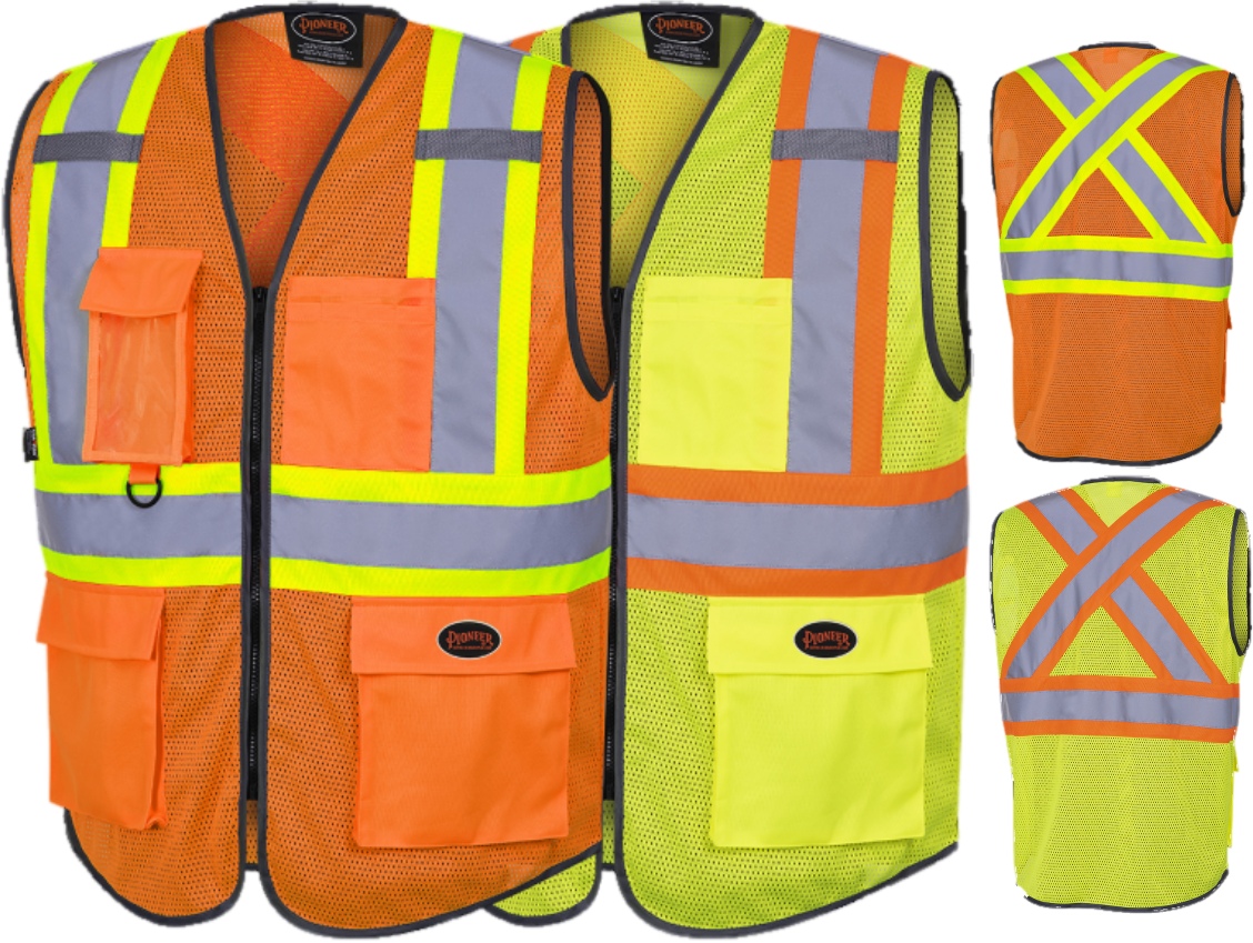 PIONEER Hi-Viz Zipper Front Mesh Safety Vests