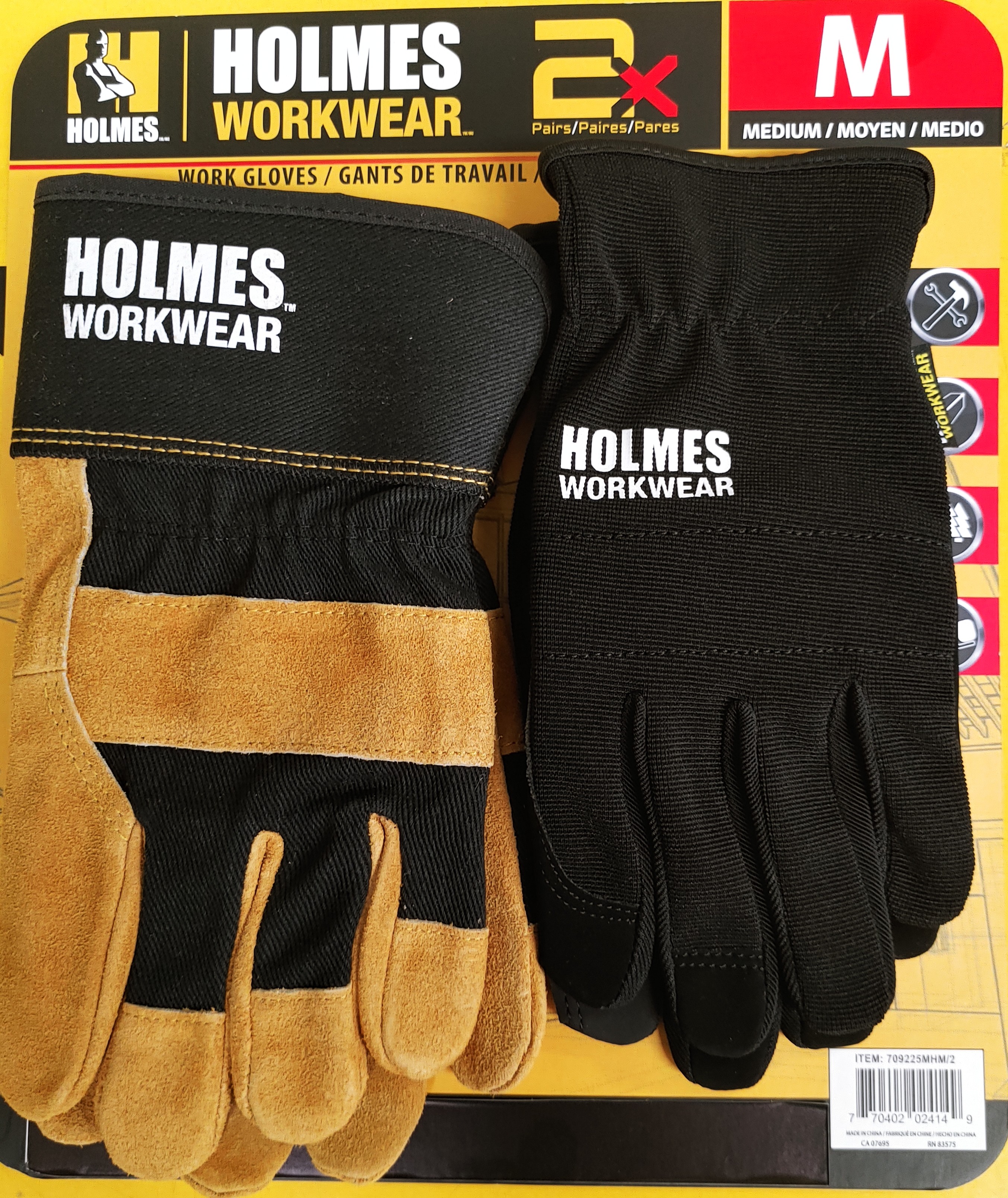 HOLMES WORKWEAR  2PACK WORK GLOVES
