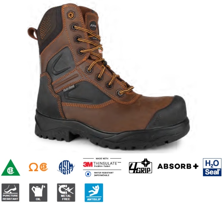 Acton, Thor Waterproof Leather  metal free 8" Work Boots A9275-12