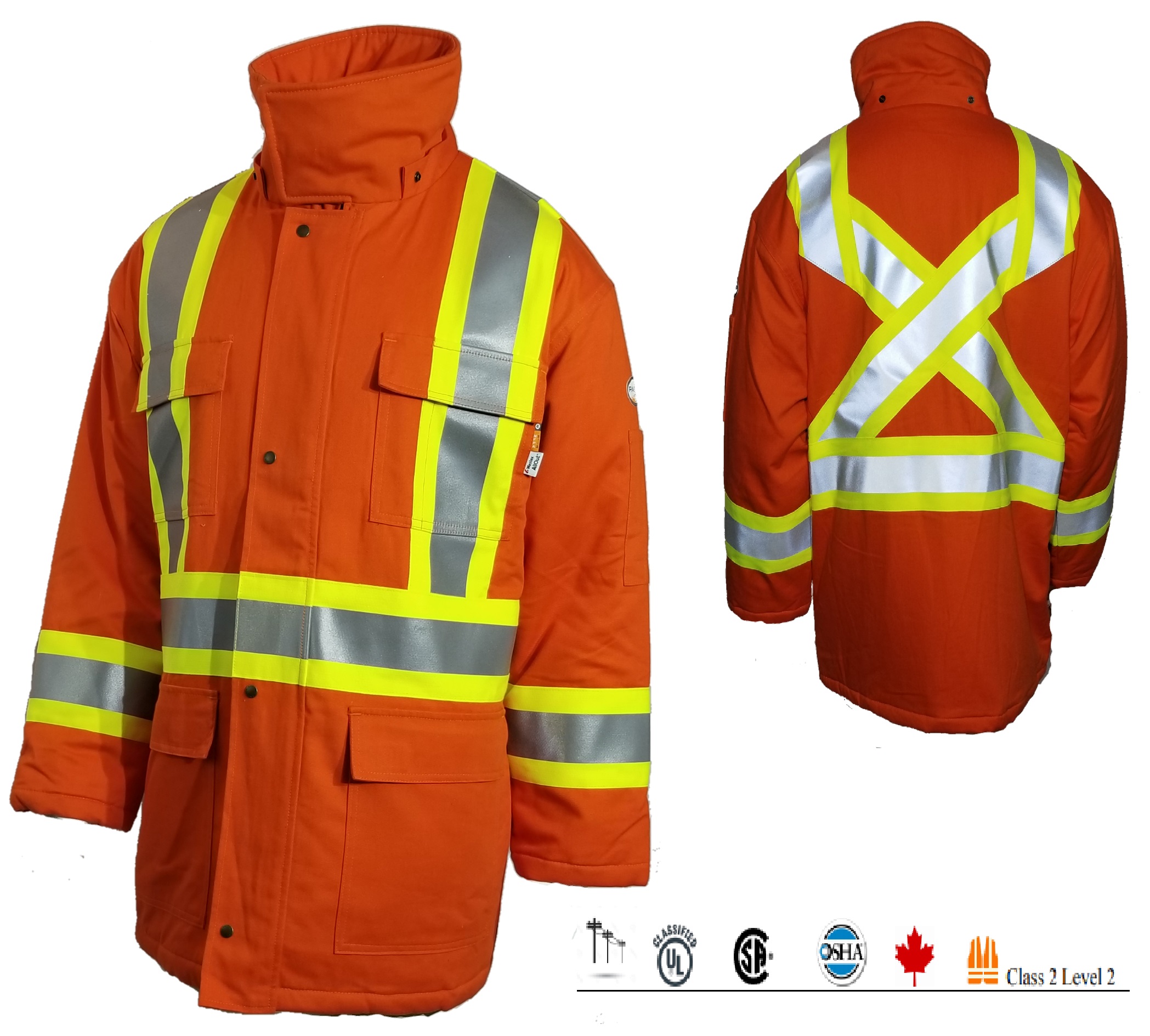 RASCO FIRE RETARDANT 88/12 HI VIS SAFETY LINED PARKA FR8206OH