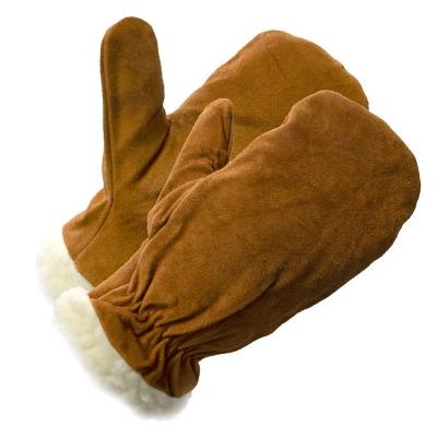 HEAVY SPLIT LEATHER PILED LINED MITTS