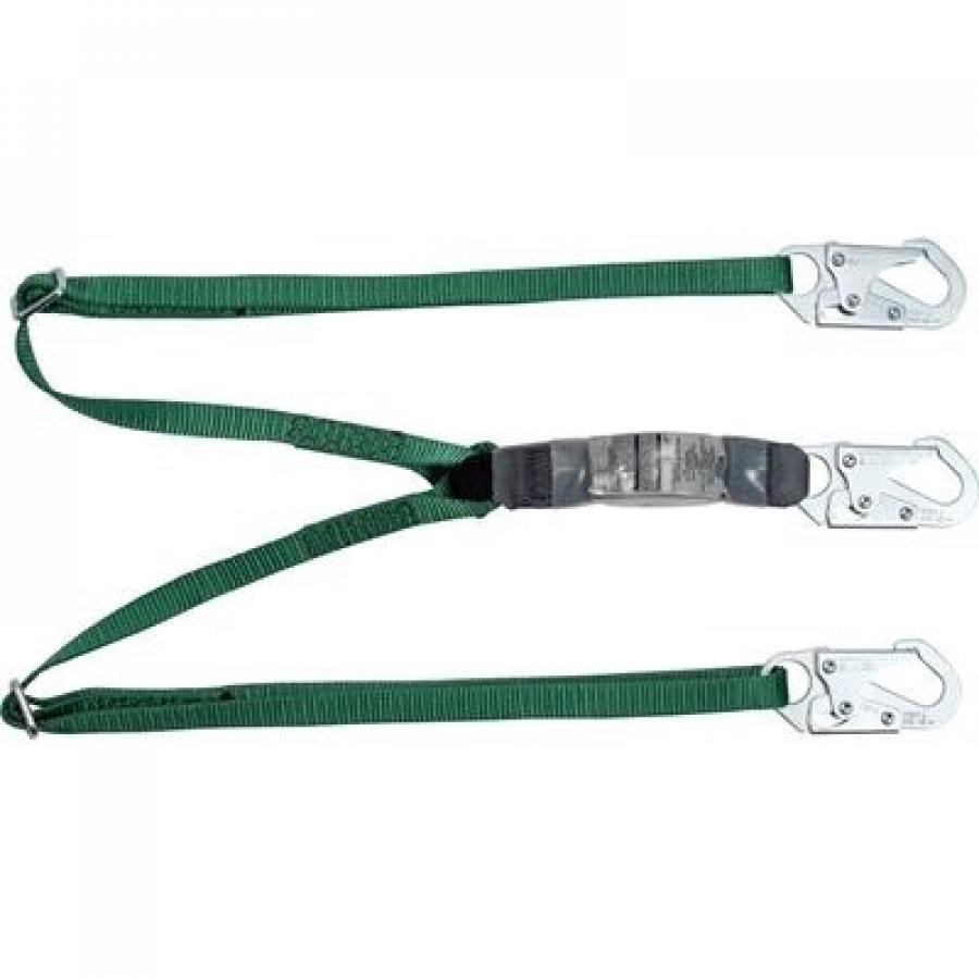 MSA 6' V-Series Twin-Leg Adjustable Energy-Absorbing Lanyard - 2 Locking Snap Hooks