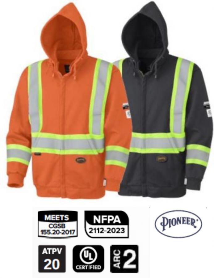 PIONEER PROTECTIVE - Flame Resistant FR / HRC Zip Style Heavyweight Cotton Safety Hoodie