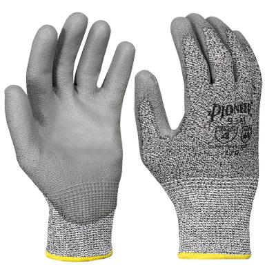 PIONEER CUT-RESISTANT GLOVES (PAIR) WITH GREY PU COATING - LEVEL A4
