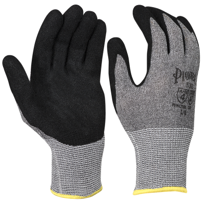 PIONEER CUT-RESISTANT GLOVES (PAIR) WITH BLACK FOAM NITRILE COATING - LEVEL A7