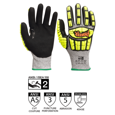 PIONEER CUT AND IMPACT-RESISTANT GLOVES  WITH TPR - LEVEL A5