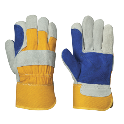 PIONEER FITTER'S COWSPLIT GLOVES - DOUBLE PALM - INSIDE ELASTIC - 12 pack
