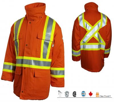 RASCO FIRE RETARDANT 88/12 HI VIS SAFETY LINED PARKA FR8206OH