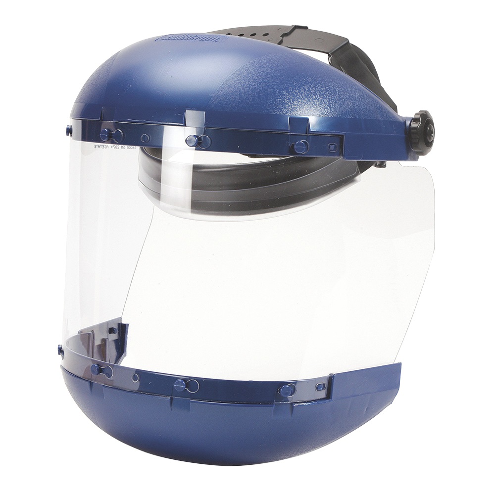 DUAL CROWN FACE SHIELD WITH RATCHETING HEADGEAR - CLEAR TINT - UNCOATED