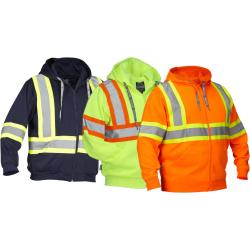 Deluxe Hi Vis Safety Hoodie, Attached Hood  024-P834J