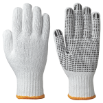 PIONEER KNITTED COTTON/POLY GLOVES - DOTS ON PALM - WHITE 12/PACK